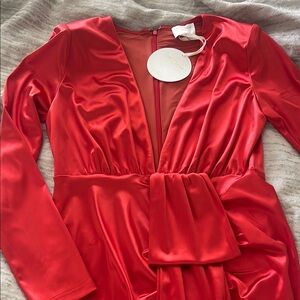 Elegant Red Satin Dress